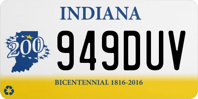 IN license plate 949DUV