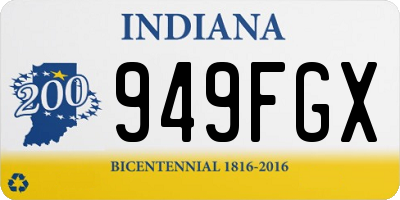 IN license plate 949FGX