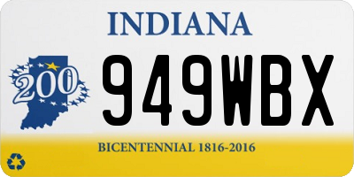 IN license plate 949WBX