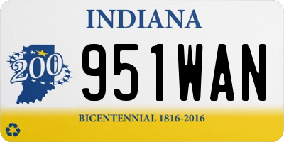 IN license plate 951WAN