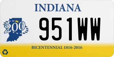 IN license plate 951WW