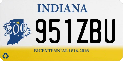 IN license plate 951ZBU