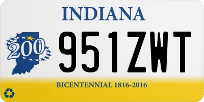 IN license plate 951ZWT