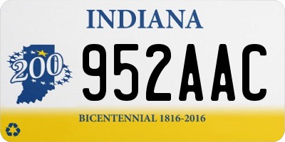 IN license plate 952AAC