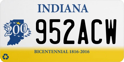IN license plate 952ACW