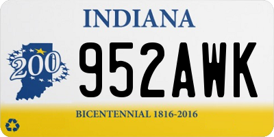 IN license plate 952AWK