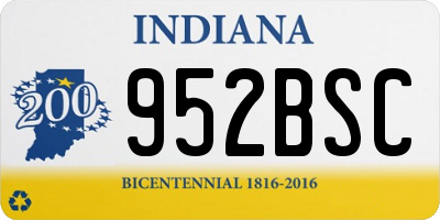 IN license plate 952BSC