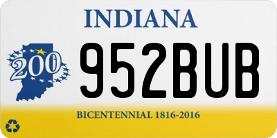 IN license plate 952BUB