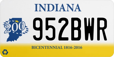 IN license plate 952BWR