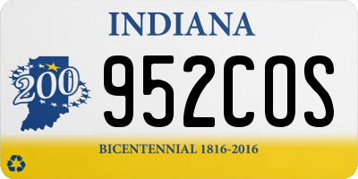 IN license plate 952COS
