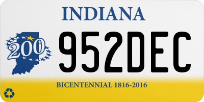 IN license plate 952DEC