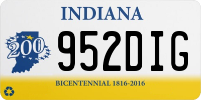 IN license plate 952DIG