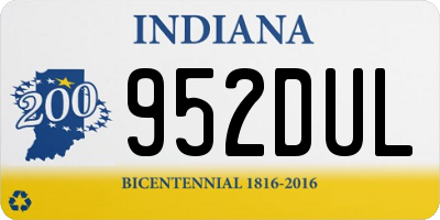IN license plate 952DUL