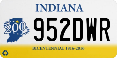 IN license plate 952DWR