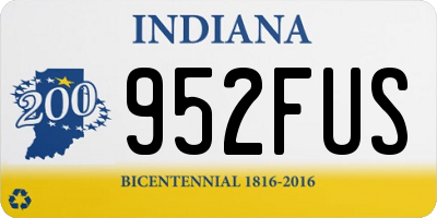 IN license plate 952FUS