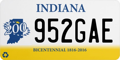 IN license plate 952GAE