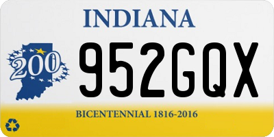 IN license plate 952GQX