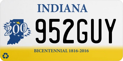 IN license plate 952GUY