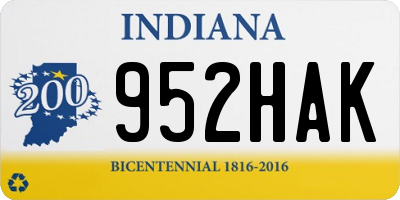 IN license plate 952HAK