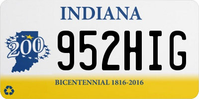 IN license plate 952HIG