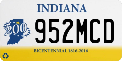 IN license plate 952MCD