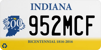 IN license plate 952MCF