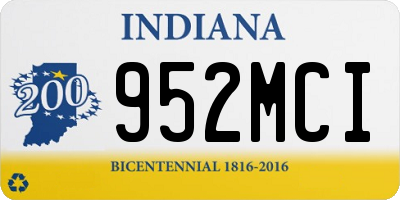 IN license plate 952MCI