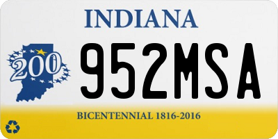 IN license plate 952MSA