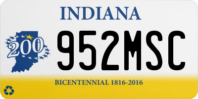 IN license plate 952MSC