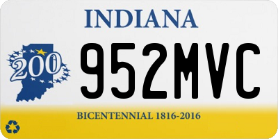 IN license plate 952MVC