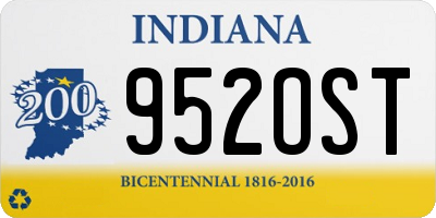 IN license plate 952OST