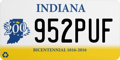 IN license plate 952PUF