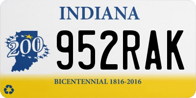 IN license plate 952RAK