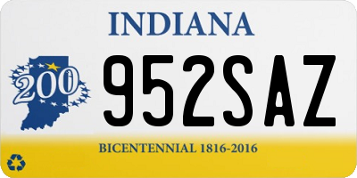 IN license plate 952SAZ