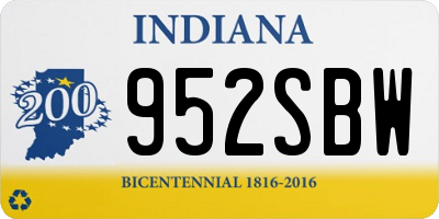IN license plate 952SBW