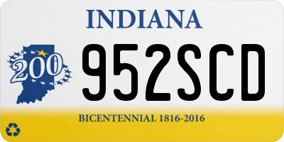 IN license plate 952SCD