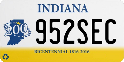 IN license plate 952SEC