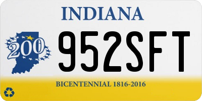 IN license plate 952SFT