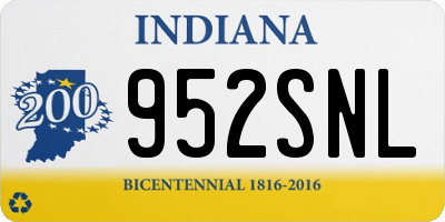 IN license plate 952SNL