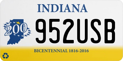 IN license plate 952USB