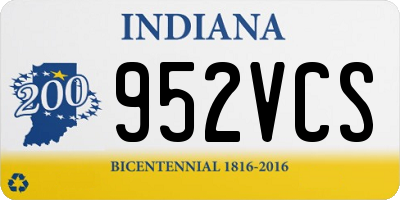 IN license plate 952VCS