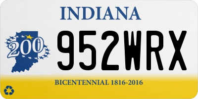 IN license plate 952WRX