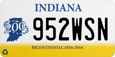 IN license plate 952WSN