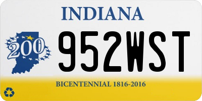 IN license plate 952WST