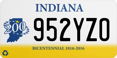 IN license plate 952YZO