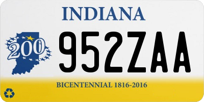 IN license plate 952ZAA