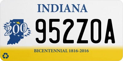 IN license plate 952ZOA