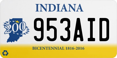 IN license plate 953AID