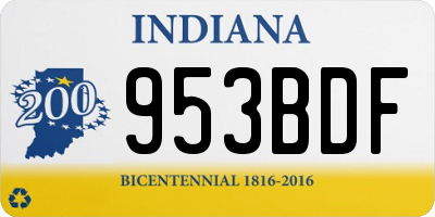 IN license plate 953BDF