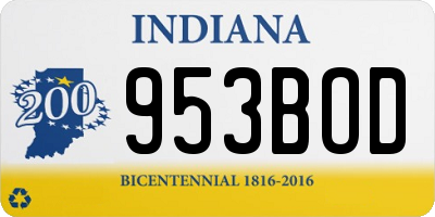 IN license plate 953BOD
